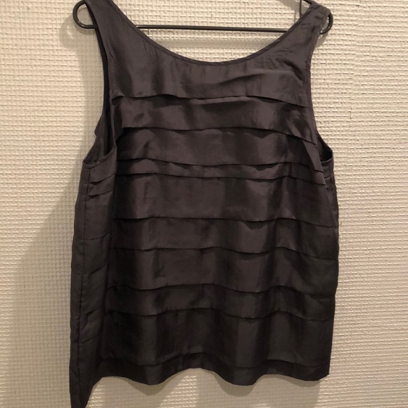 Gray Silk Habutai Eileen Fisher Layered Tank - Picture 2 of 8